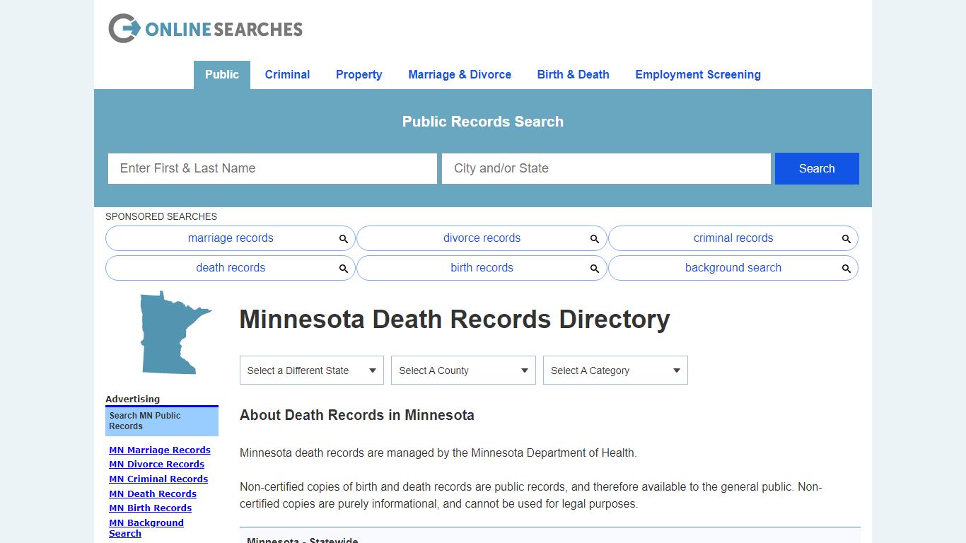 Minnesota Death Records Search Directory